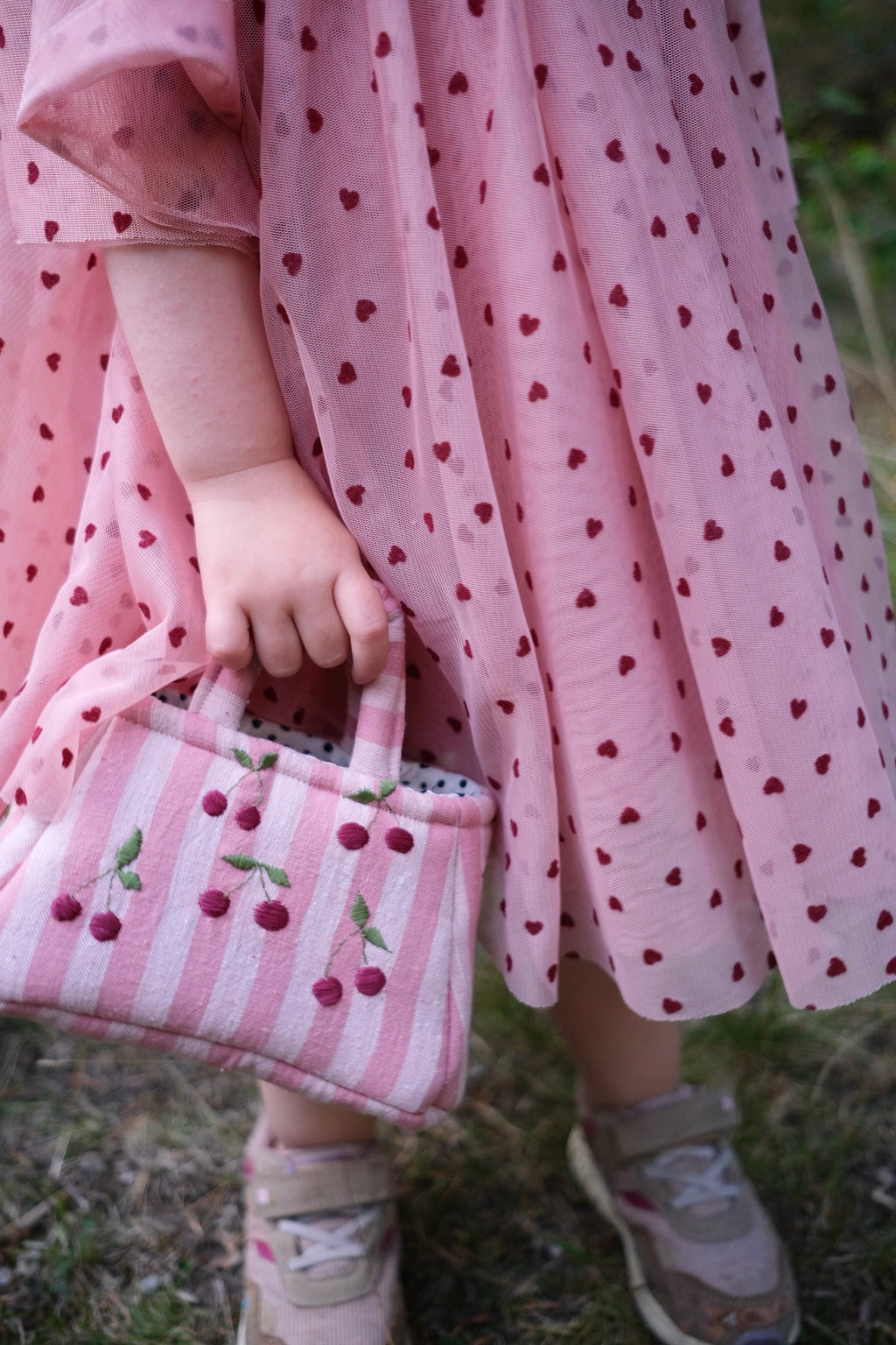 The Hand Embroidered Cherry Tote Bag Pink
