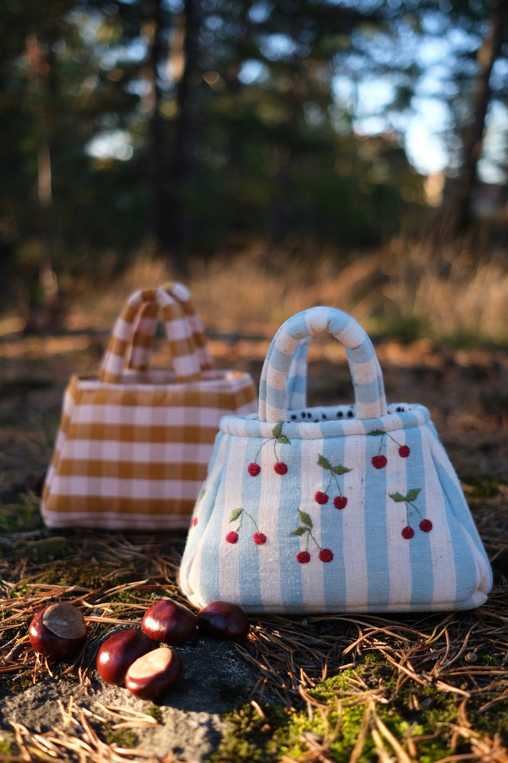 The Embroidered Cherry Tote Bag Blue