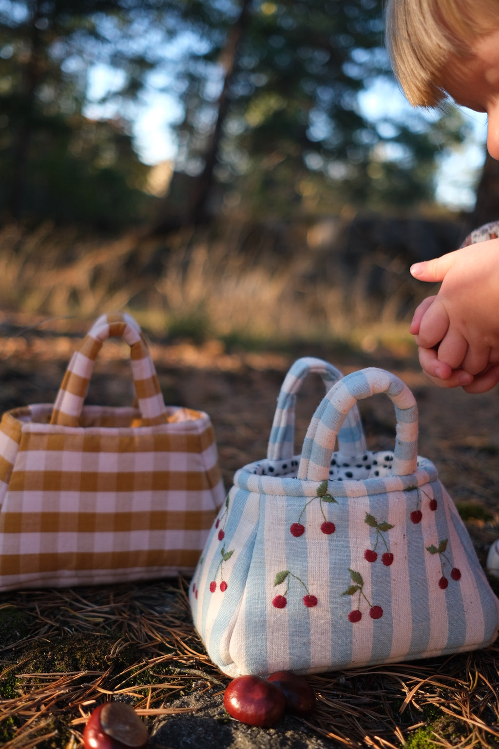 The Embroidered Cherry Tote Bag Blue