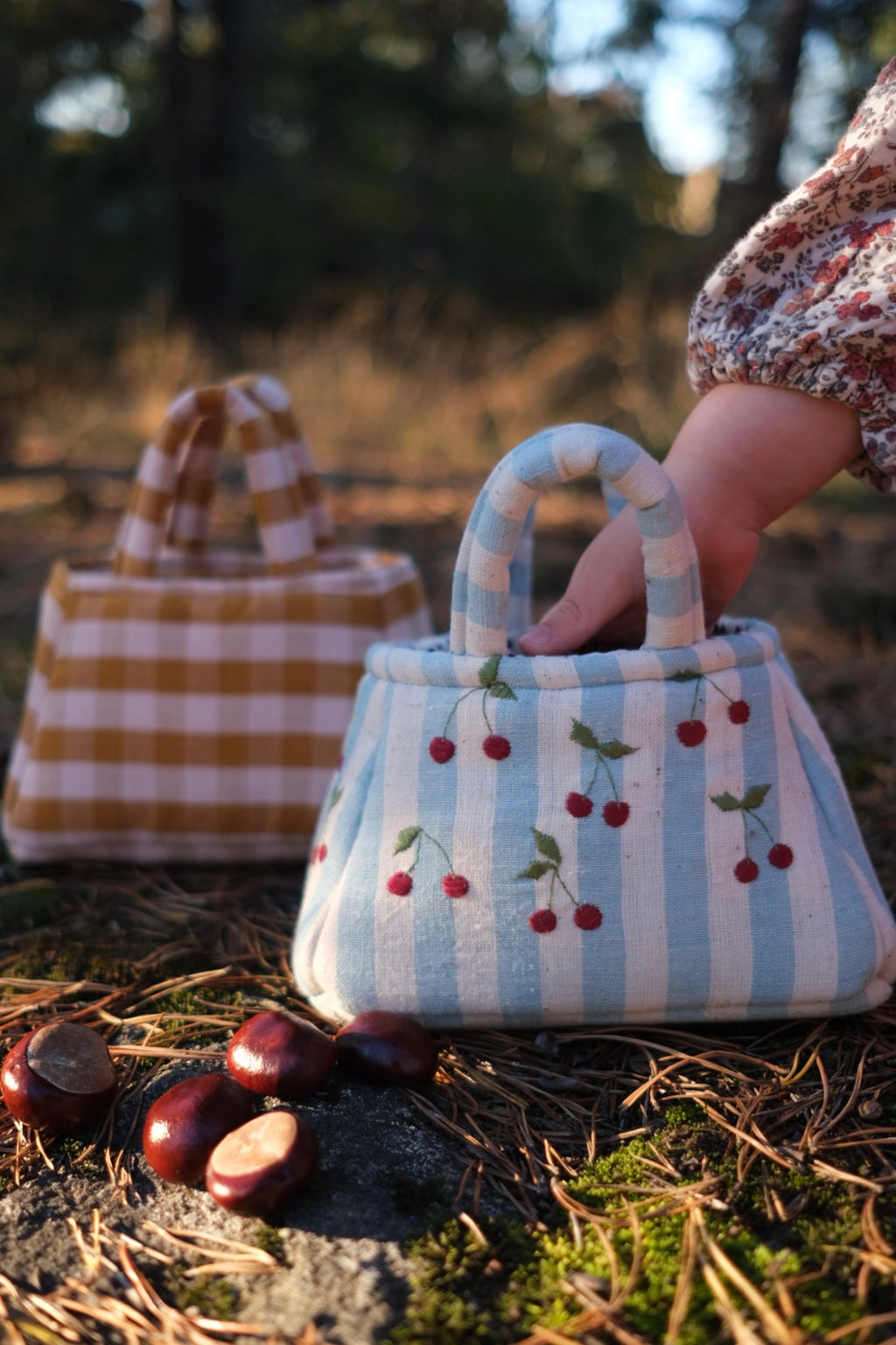 The Embroidered Cherry Tote Bag Blue