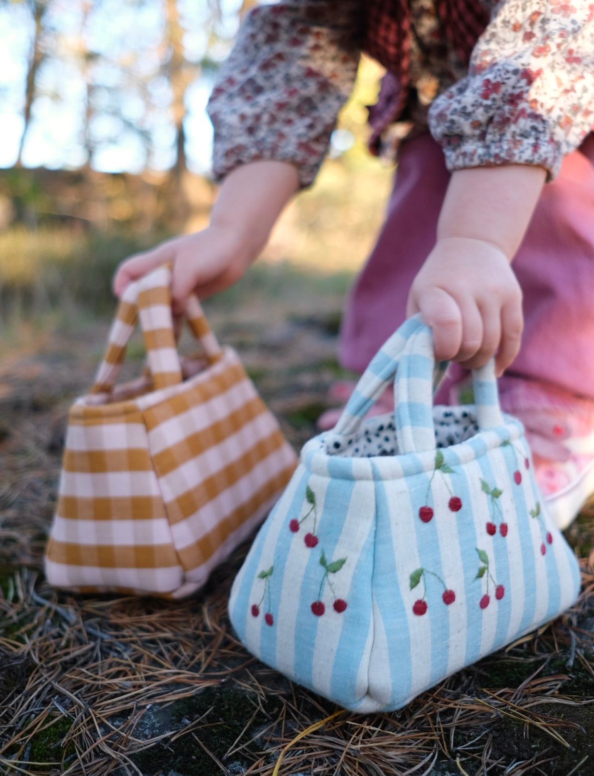 The Embroidered Cherry Tote Bag Blue