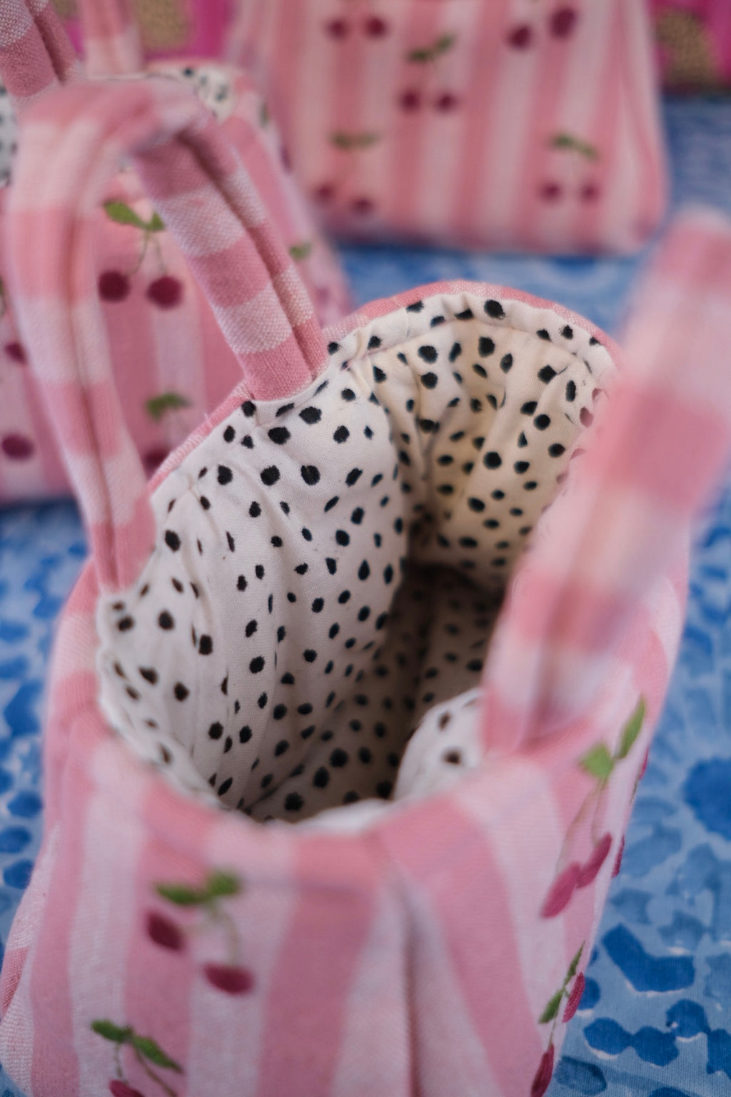 The Hand Embroidered Cherry Tote Bag Pink