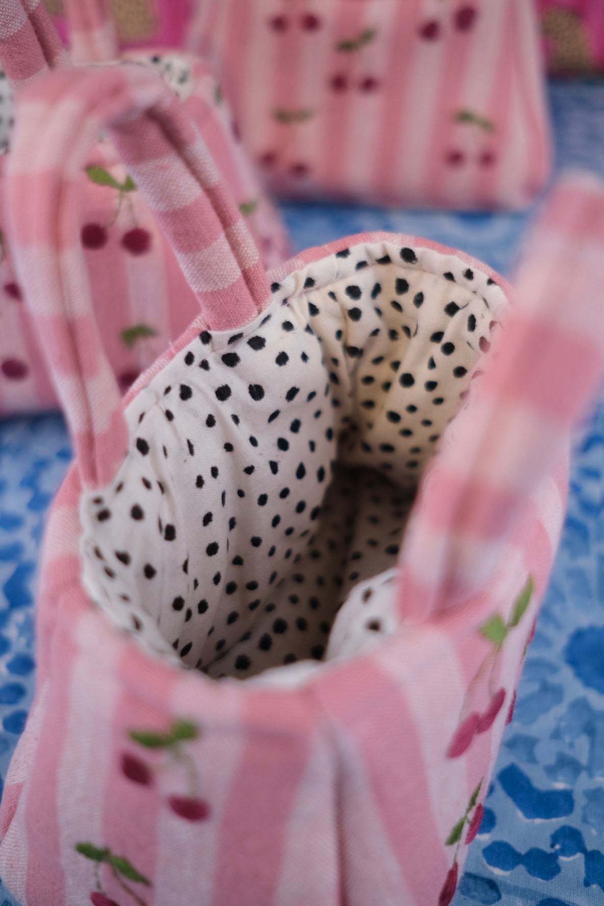 The Hand Embroidered Cherry Tote Bag Pink